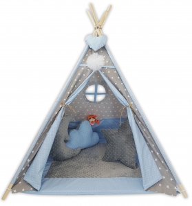 Namiot dla dzieci Tipi Mata PODUSZKI szaro-niebieski